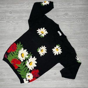 Vintage daisy outlander knit floral flower garden oversized medium sweater